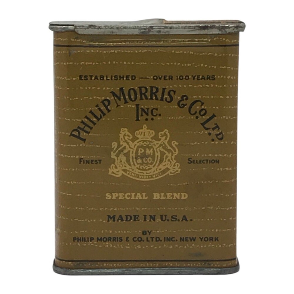 Philip Morris Special Blend Vintage 1950s Cigarette Tin Slide Top Empty USA Gold